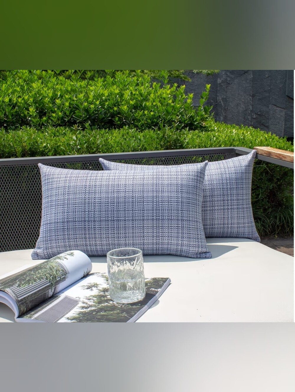 Blue Patterned Outdoor Lumbar Pillow Cover Set Of 2 Lumbar 20x12